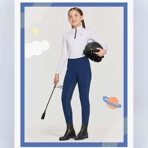 FitsT4 Sports Girl's Navy Full Seat Grip Riding Equestrian Breeches Size Medium